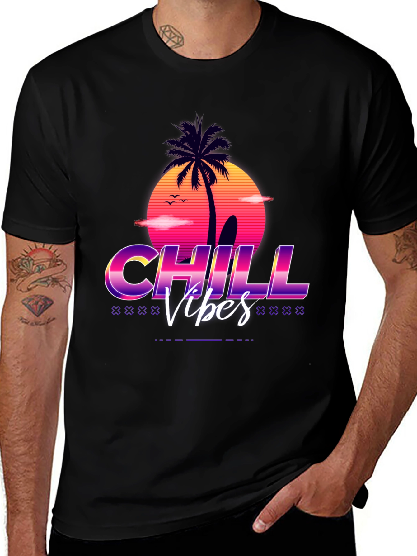 Variant 23 of Chill Vibes Retro Sunset T-Shirt