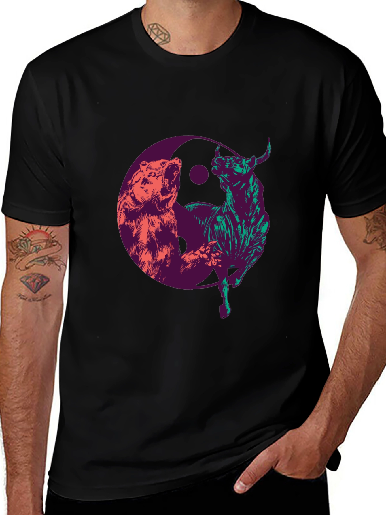 Variant 18 of Yin Yang Bull and Bear Graphic T-Shirt