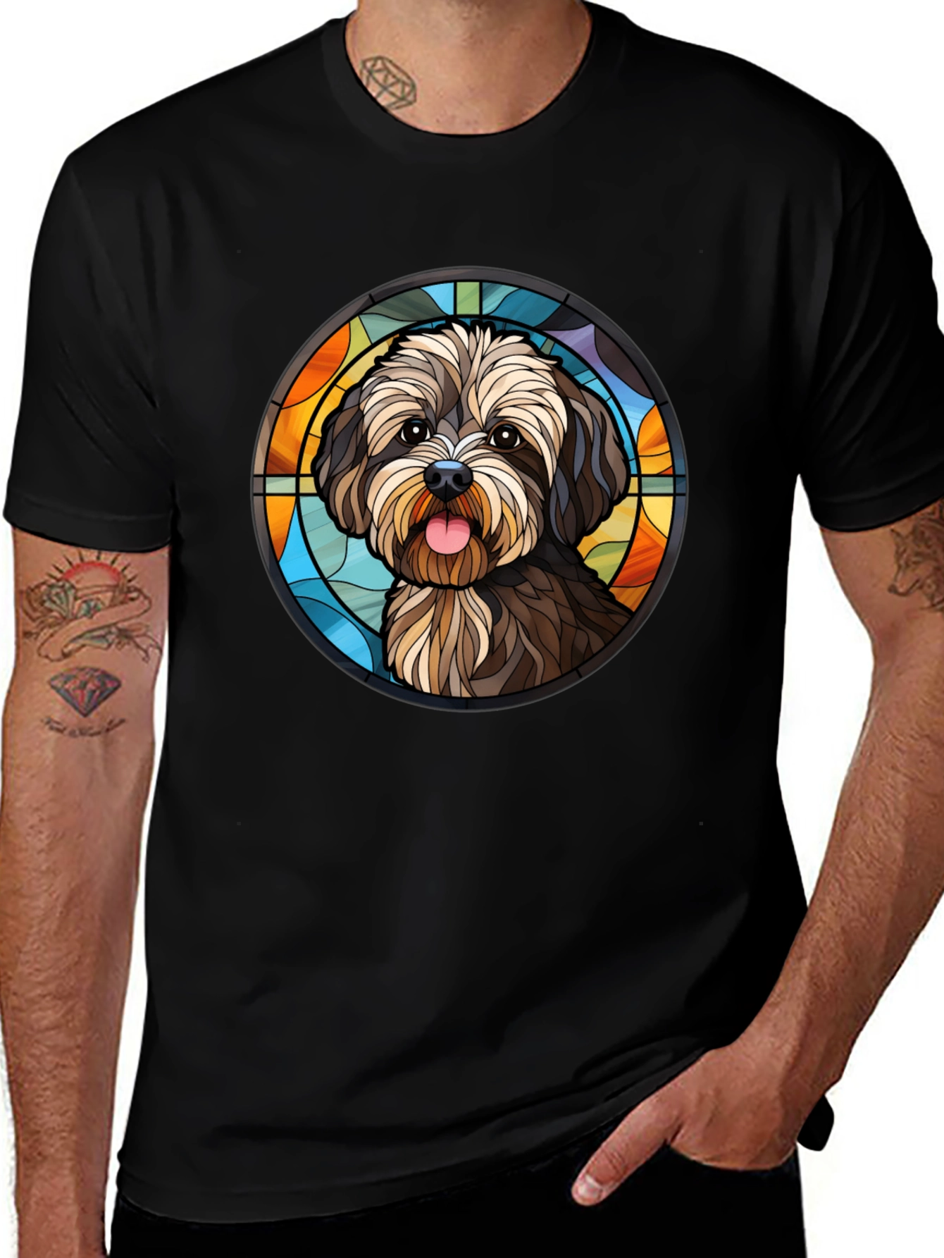 Dog Lover's Stained Glass Style T-Shirt
