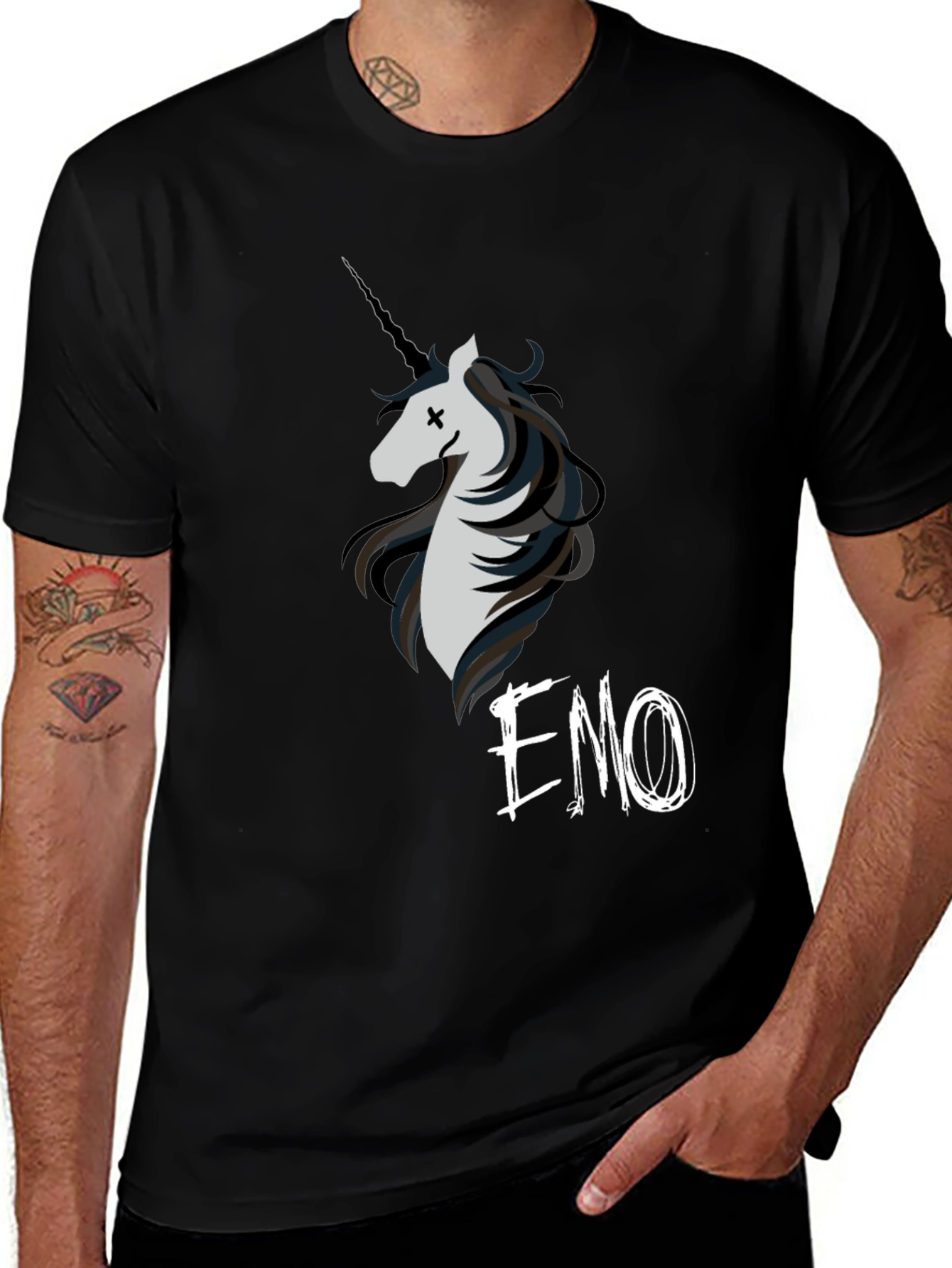 Emo Unicorn Graphic T-Shirt