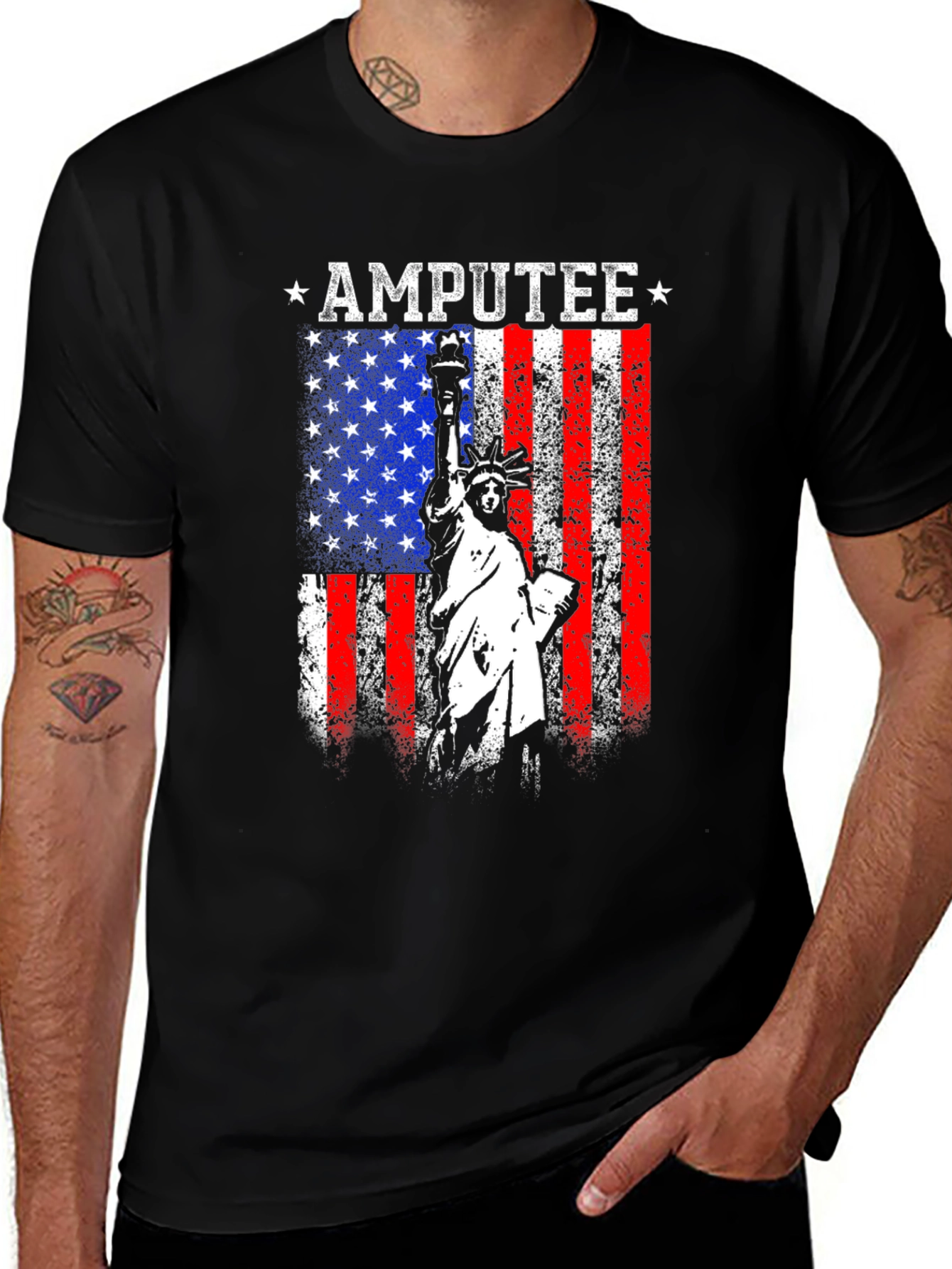 Variant 2 of Amputee Statue of Liberty American Flag T-Shirt
