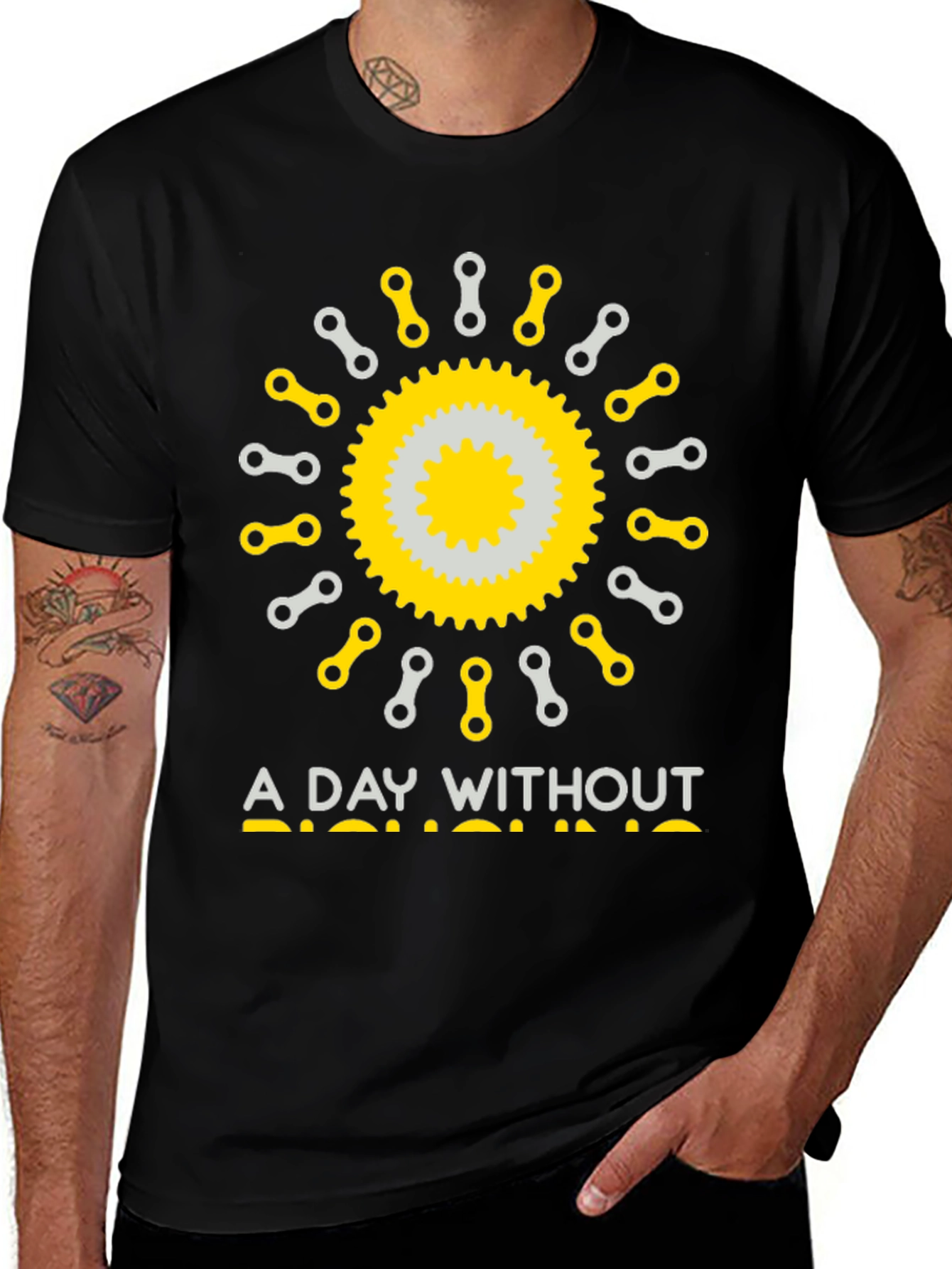 Black A Day Without Biking T-Shirt main image