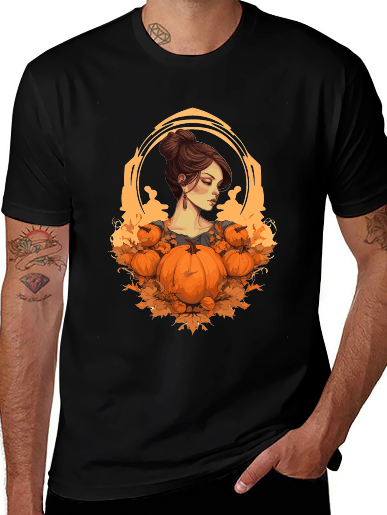 Autumn Lady Pumpkin Graphic Tee