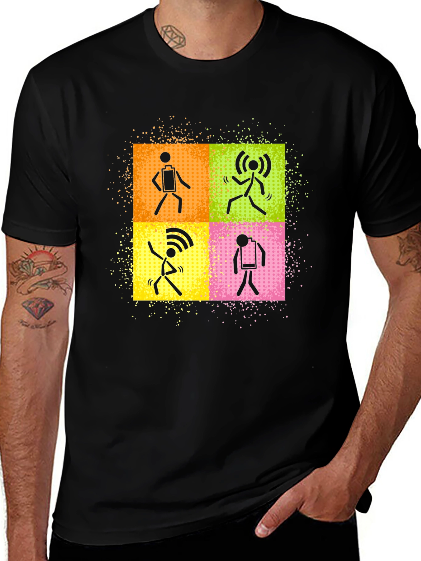 Variant 14 of Stick Figure Tech Humor Graphic Tee - Black