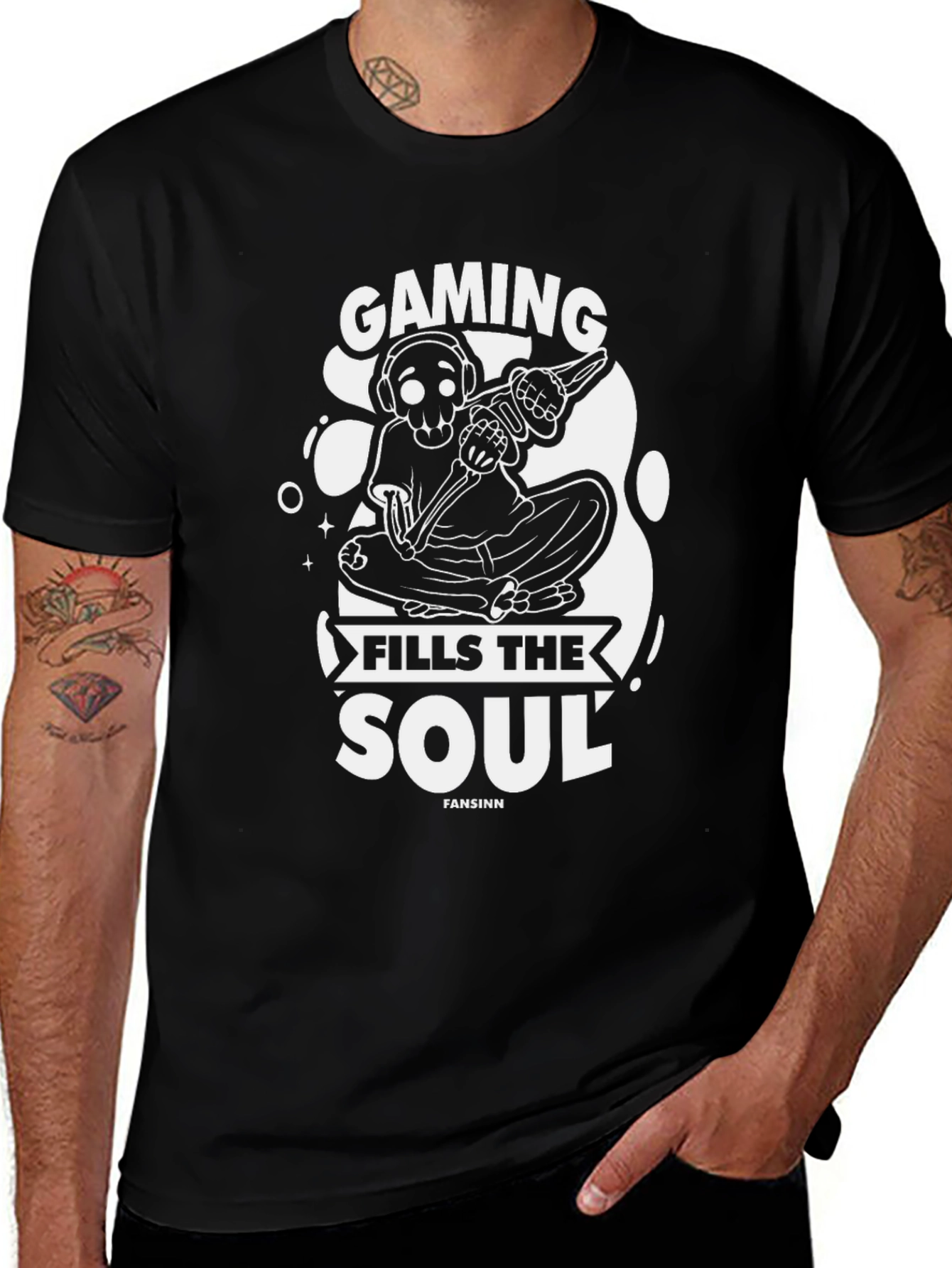 Variant 8 of Gaming Fills the Soul Graphic Tee - Black Cotton T-Shirt