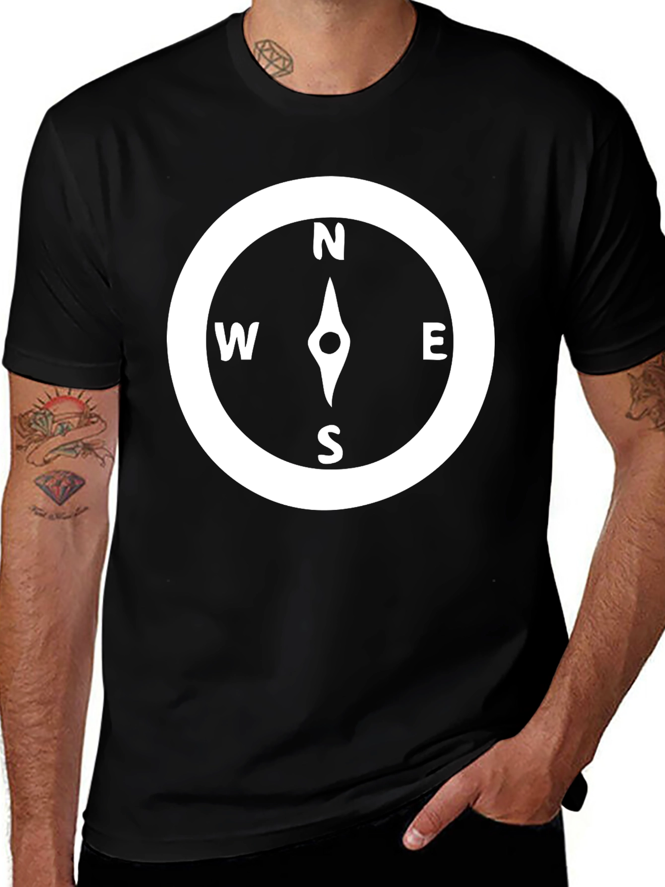 Variant 27 of Compass Graphic Black T-Shirt - Navigate Your Style!