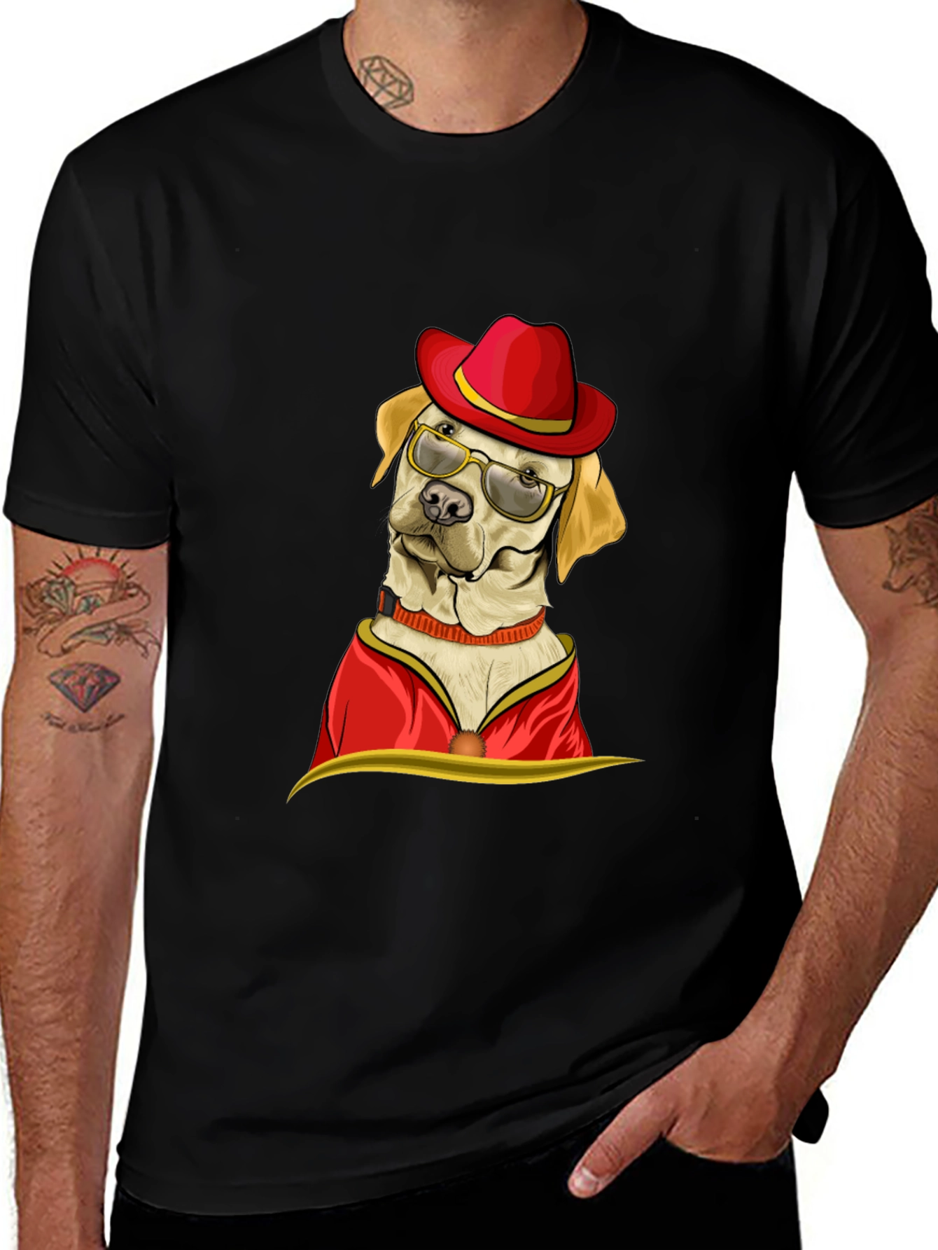 Variant 17 of Dog with Hat and Glasses T-Shirt