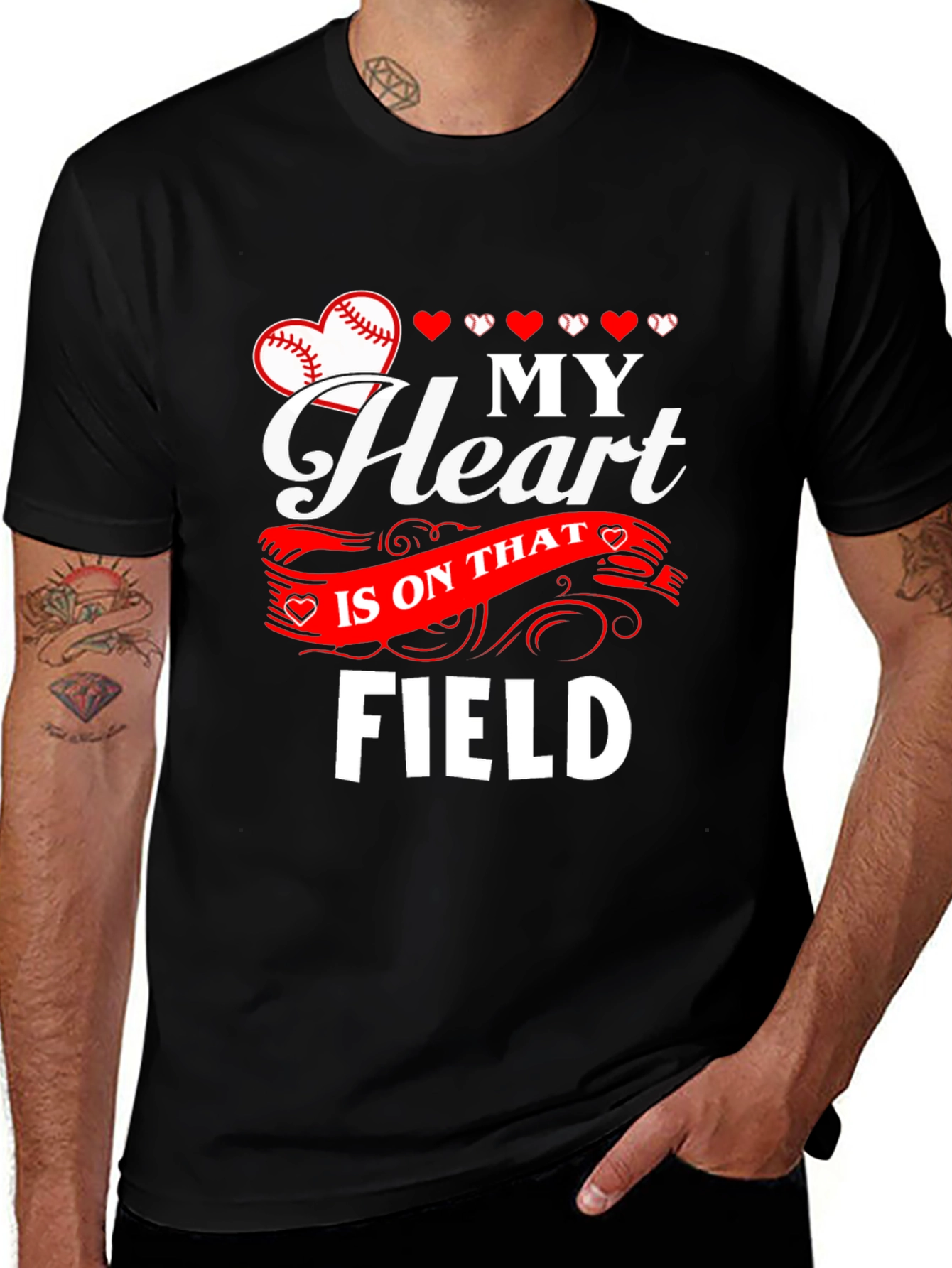 Variant 26 of Baseball Heart T-Shirt: My Heart Is On That Field Tee