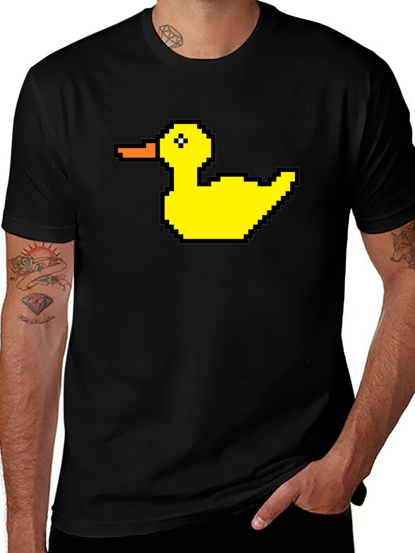 Variant 15 of Pixel Duck Black T-Shirt - Retro Gaming Style