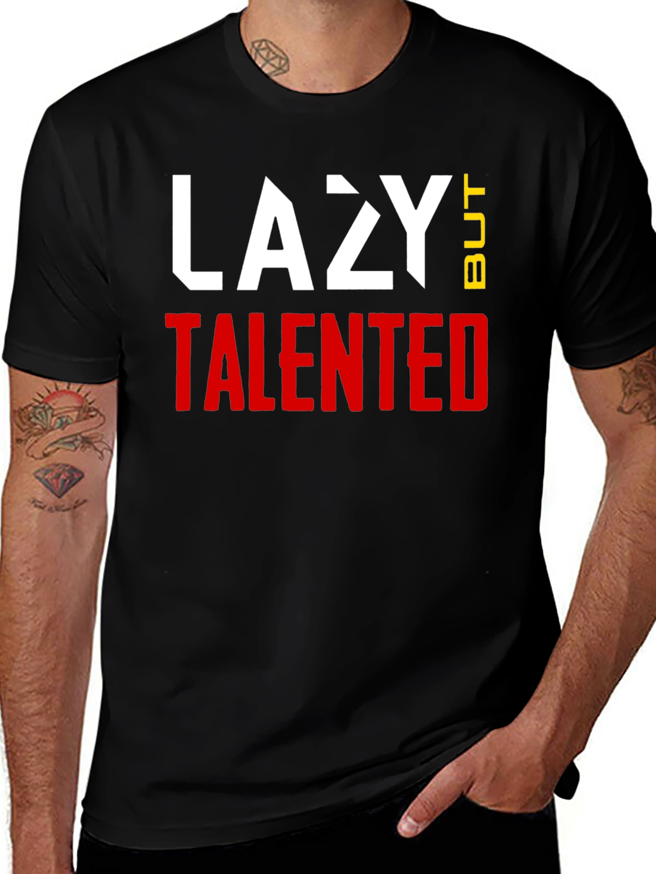Variant 10 of Lazy But Talented Graphic T-Shirt - Black