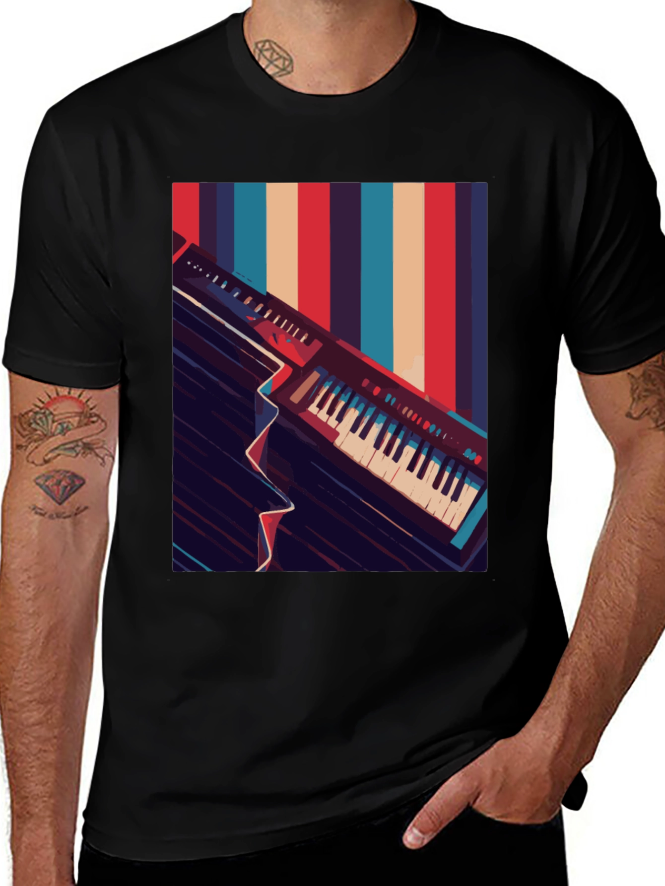 Retro Synthwave Keyboard Graphic Tee