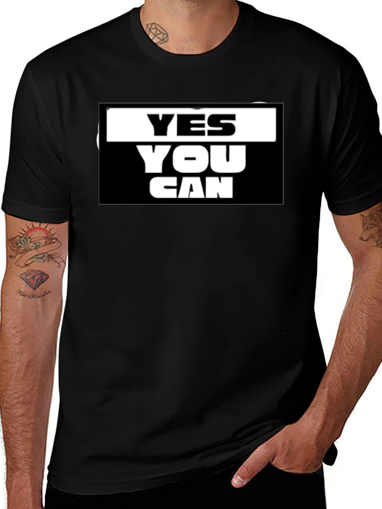 Variant 28 of Motivational Yes You Can Graphic Tee - Black