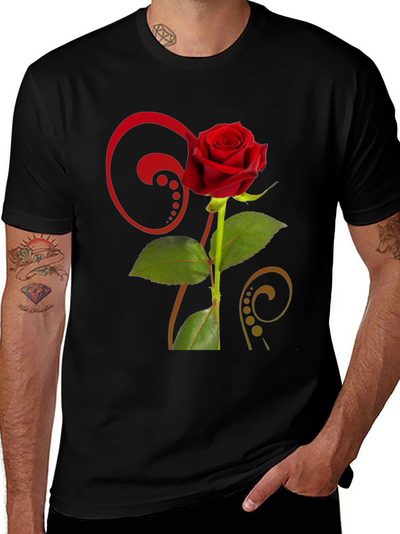 Variant 3 of Rose Graphic Black T-Shirt - Floral Design