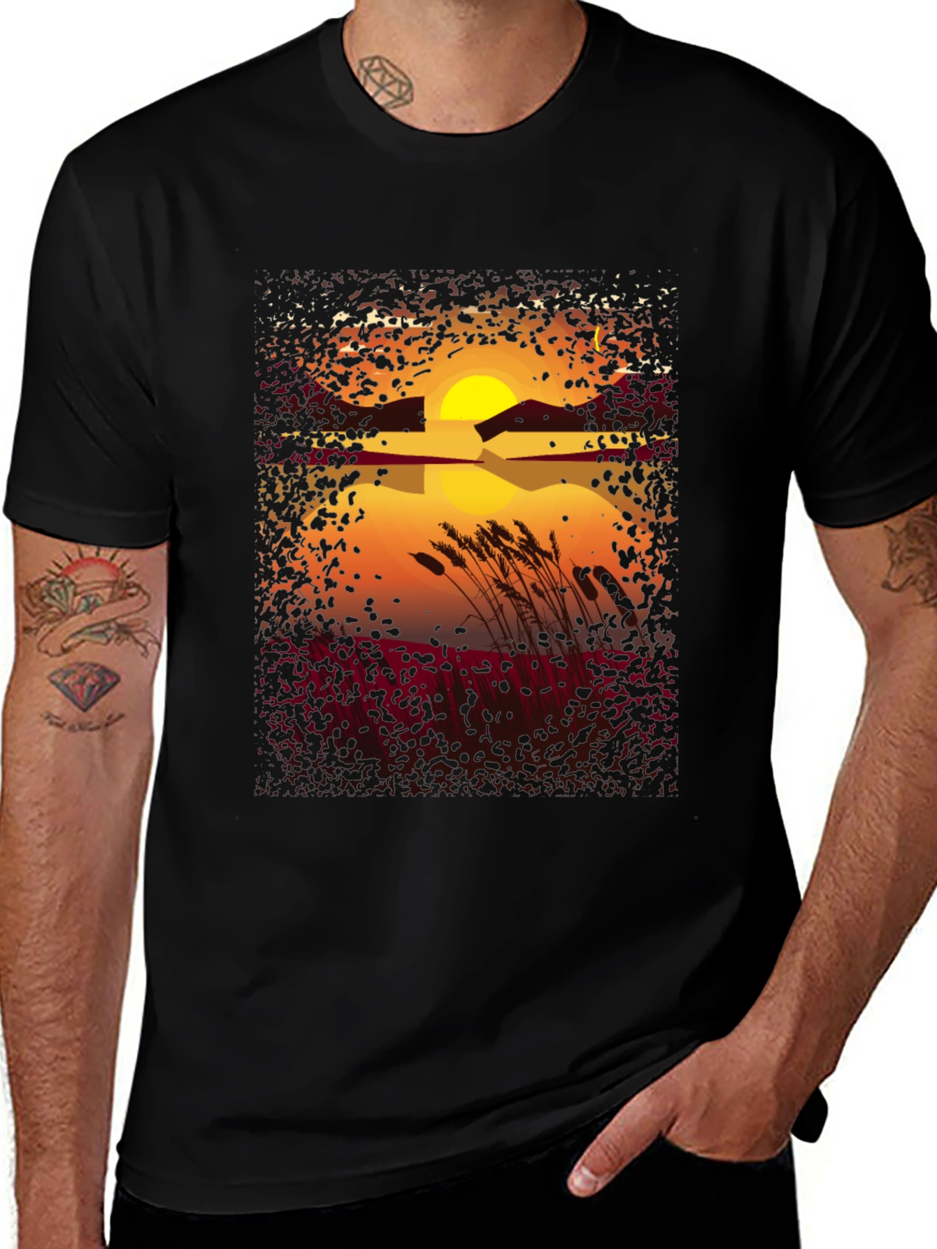 Variant 13 of Sunset Graphic T-Shirt - Unique Artistic Design