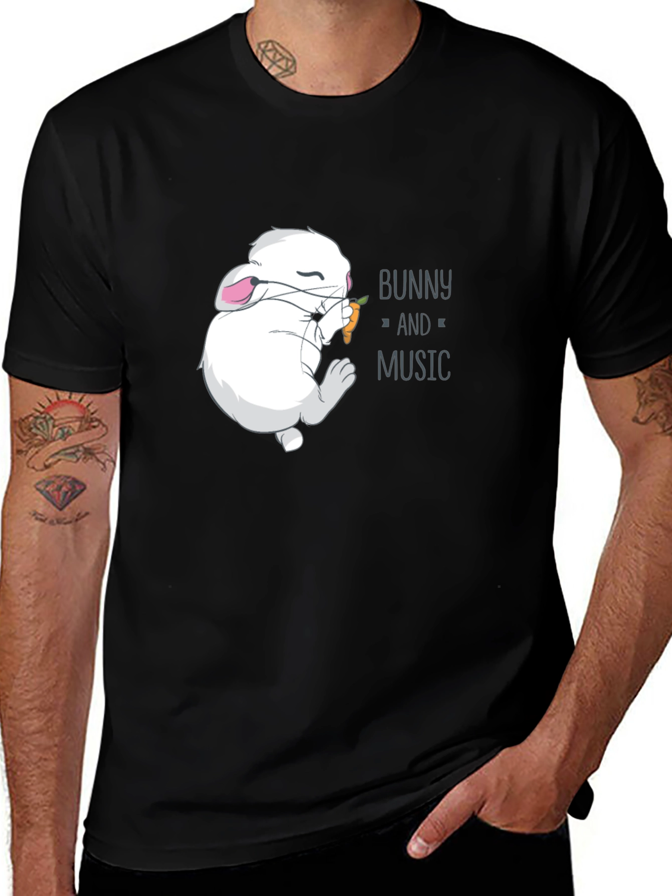 Variant 6 of Bunny and Music Graphic T-Shirt - Unisex