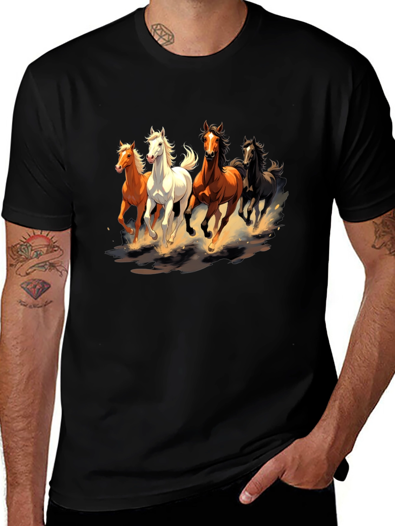 Variant 26 of Wild Horses Graphic Tee - Black