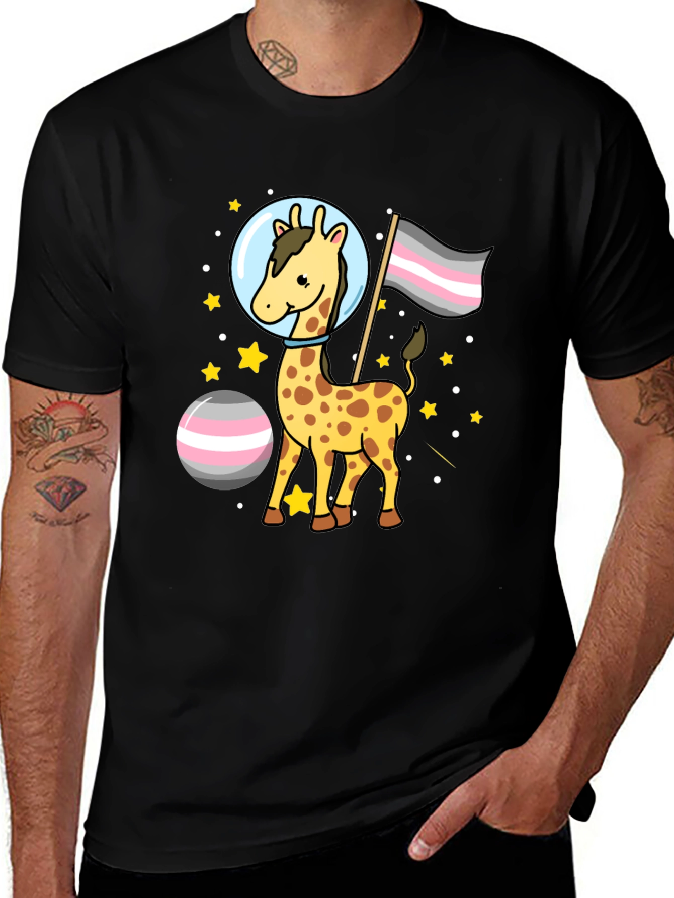 Giraffe Astronaut Pride Demisexual T-Shirt