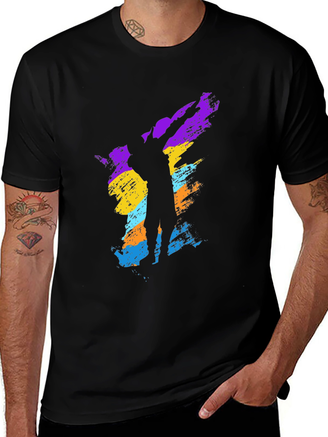 Variant 11 of Abstract Golfer Graphic Black T-Shirt