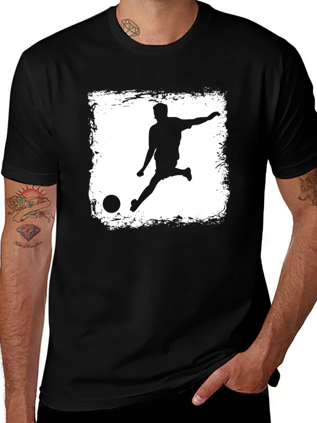 Variant 16 of Soccer Kick Graphic Tee - Black Cotton T-Shirt