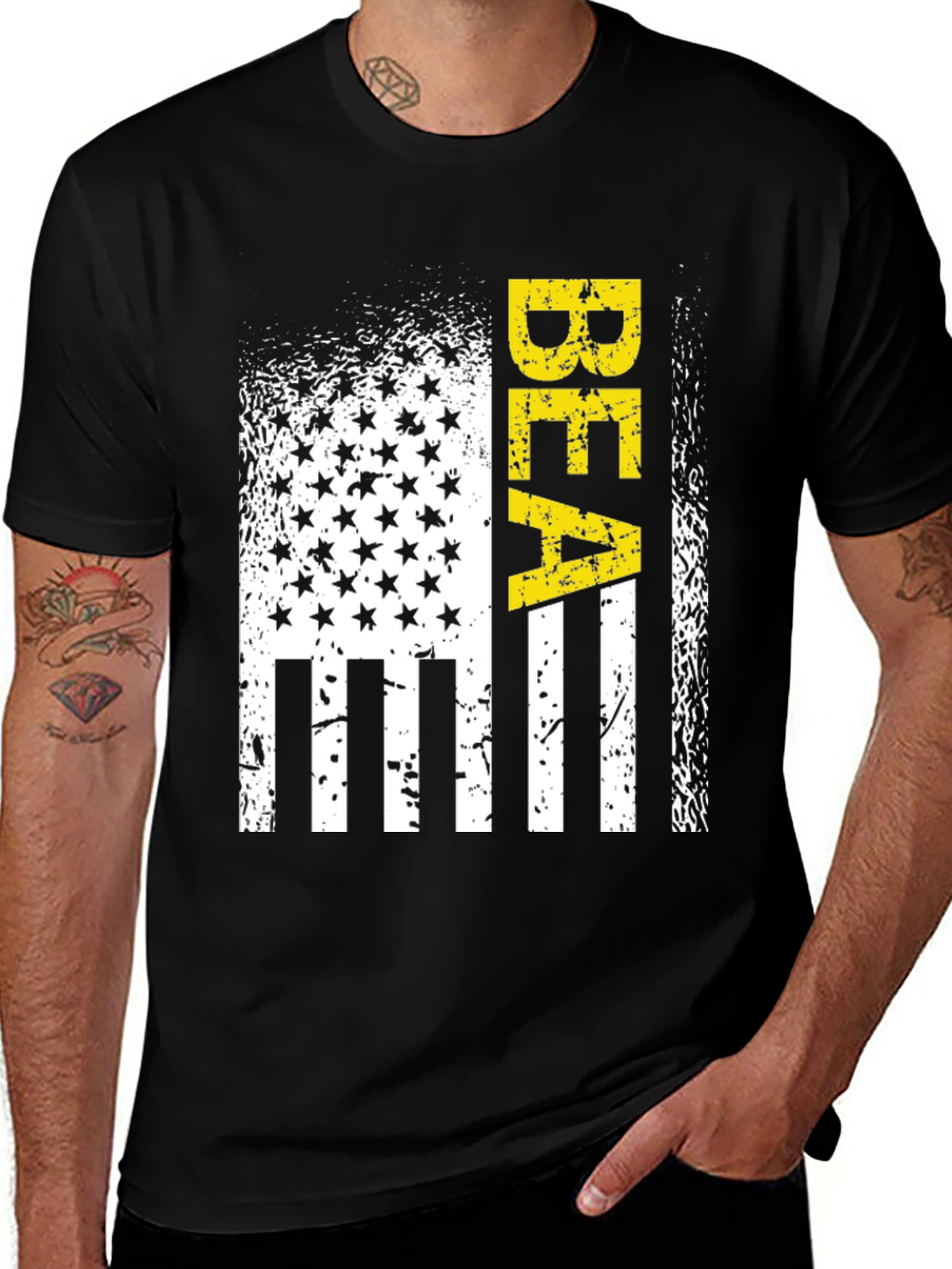 Variant 8 of Distressed American Flag BEA Graphic T-Shirt