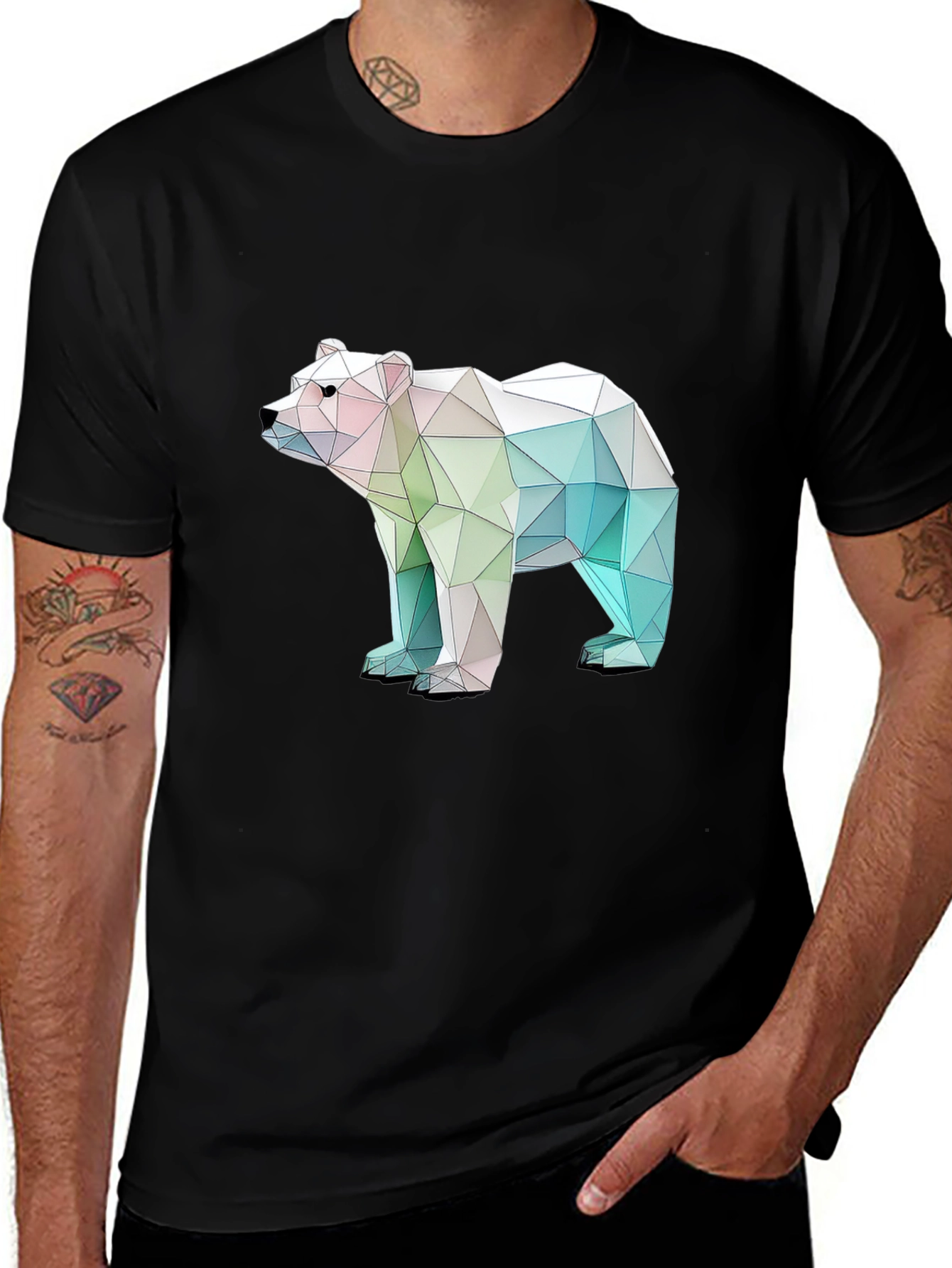 Variant 7 of Geometric Bear Graphic T-Shirt - Modern Style