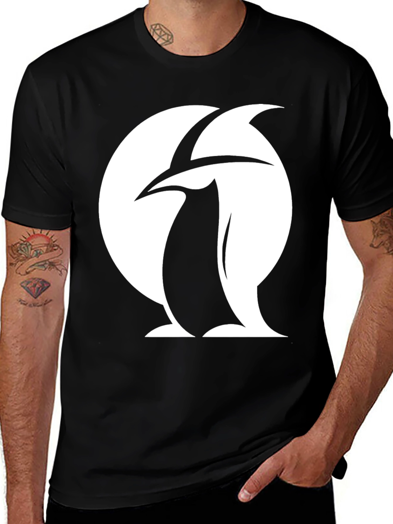 Variant 2 of Penguin Logo Black T-Shirt, Unique Design