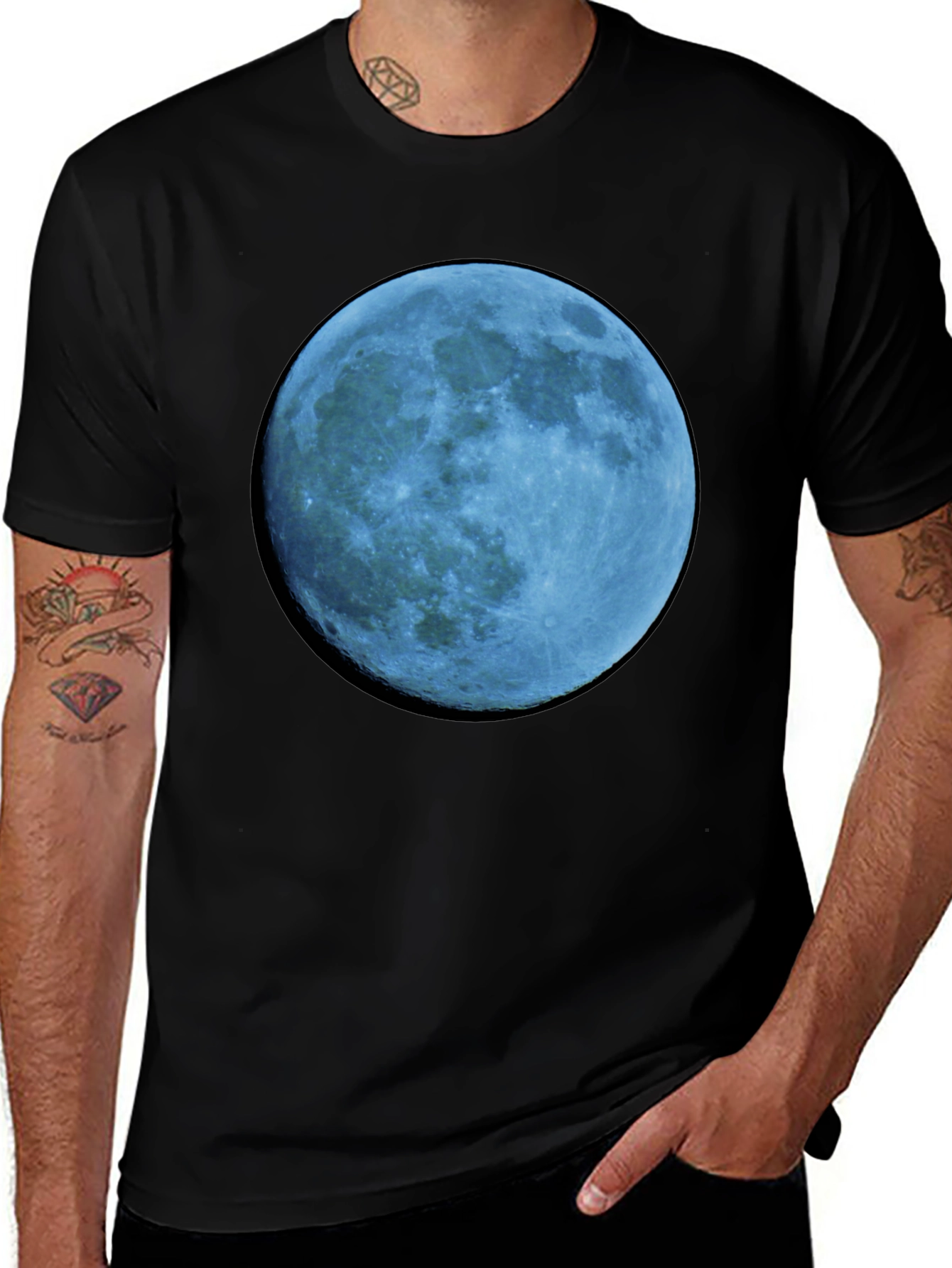 Variant 25 of Blue Moon Graphic Tee - Cool Astronomy Shirt