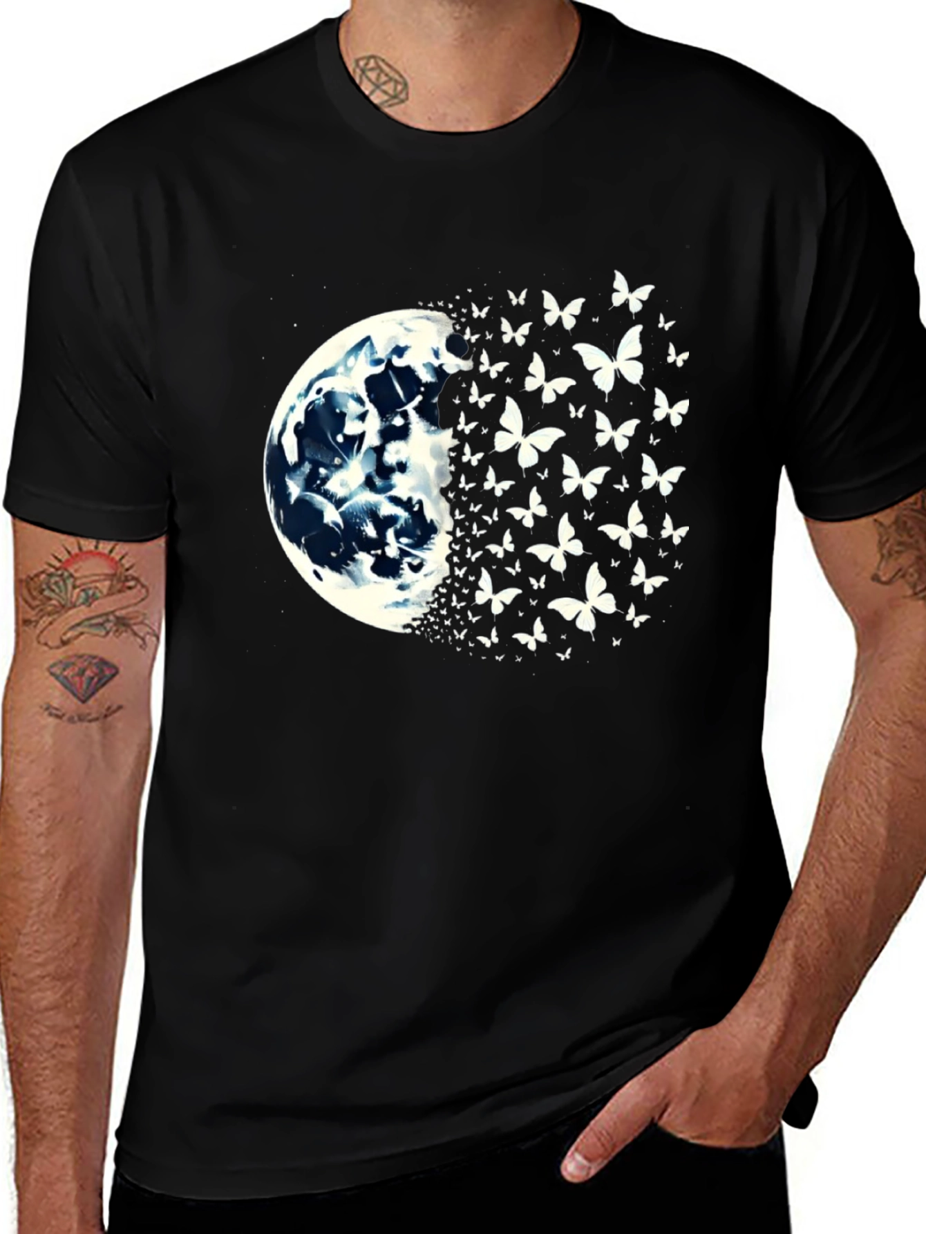 Variant 3 of Butterfly Moon Graphic Tee - Nature Inspired Design