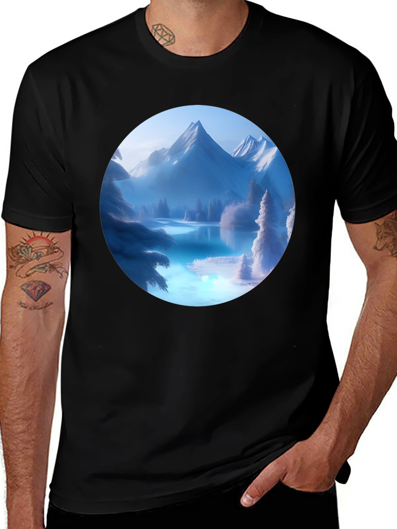 Variant 16 of Mountain Lake Graphic Tee - Black T-Shirt