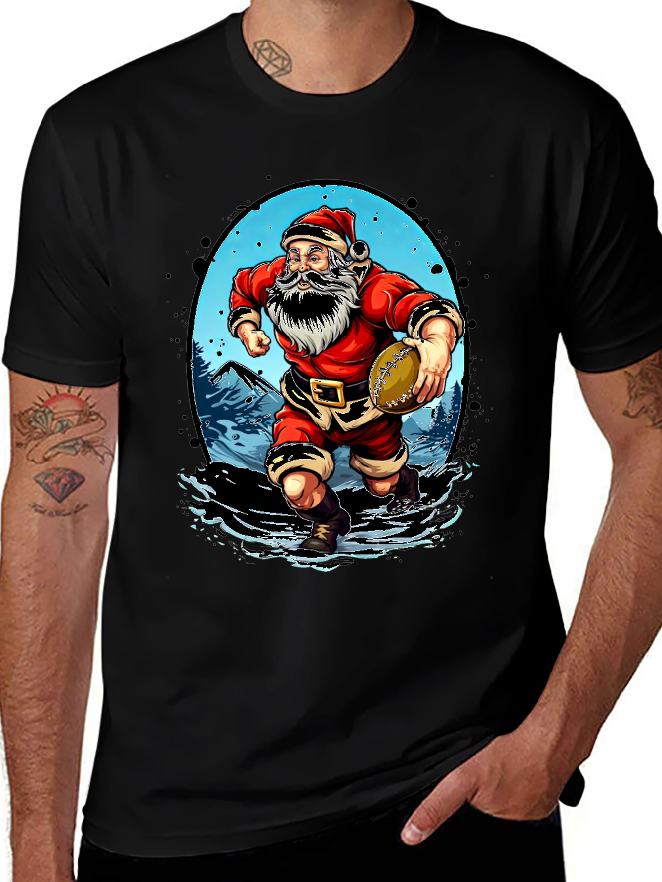 Santa Rugby T-Shirt - Christmas Sports Tee