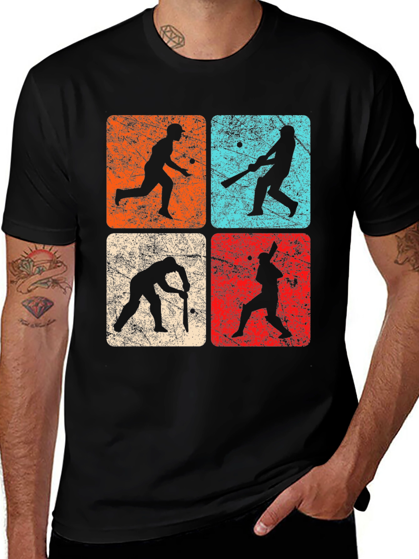 Variant 18 of Retro Cricket Silhouettes T-Shirt