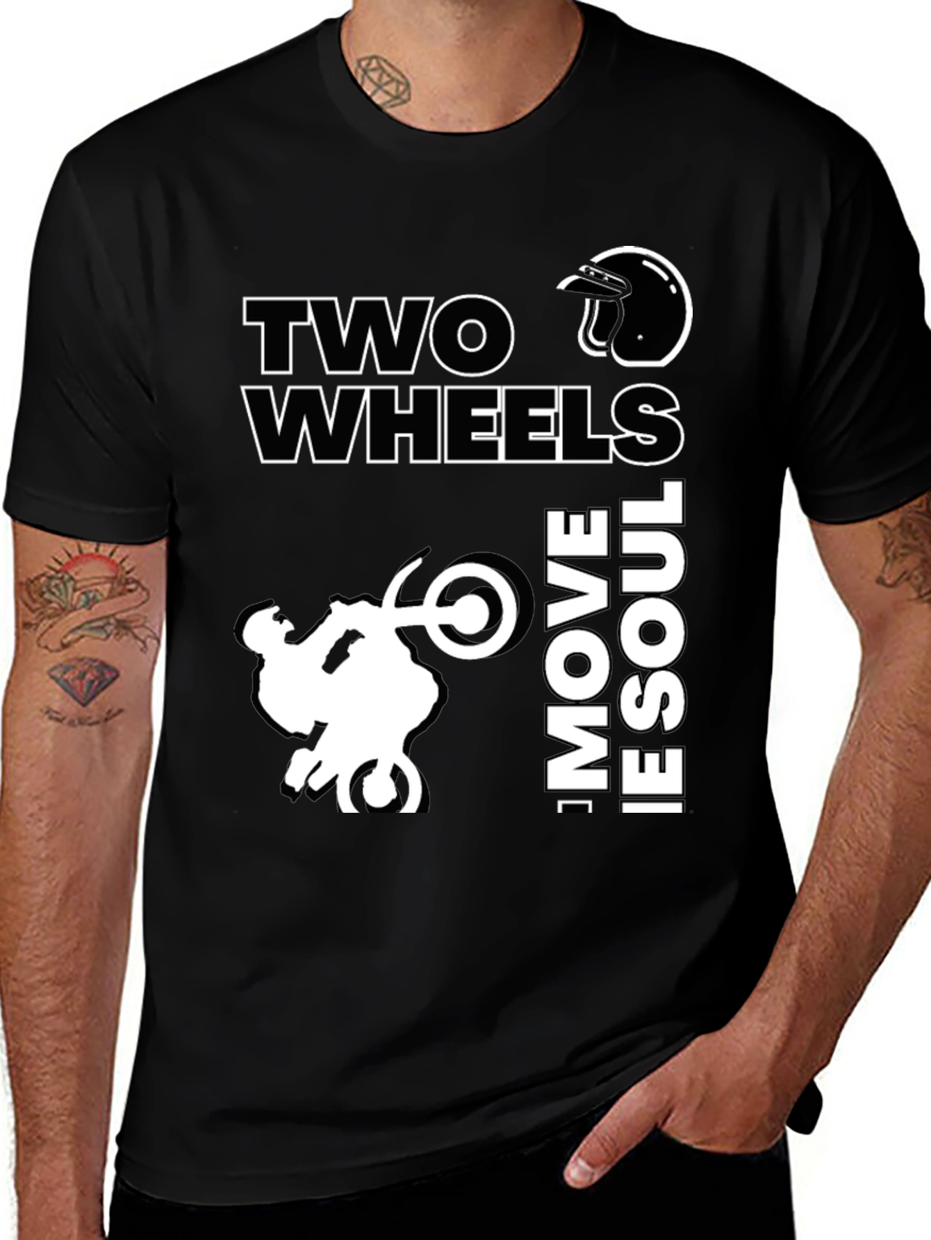Variant 14 of Two Wheels Move the Soul Black Graphic T-Shirt
