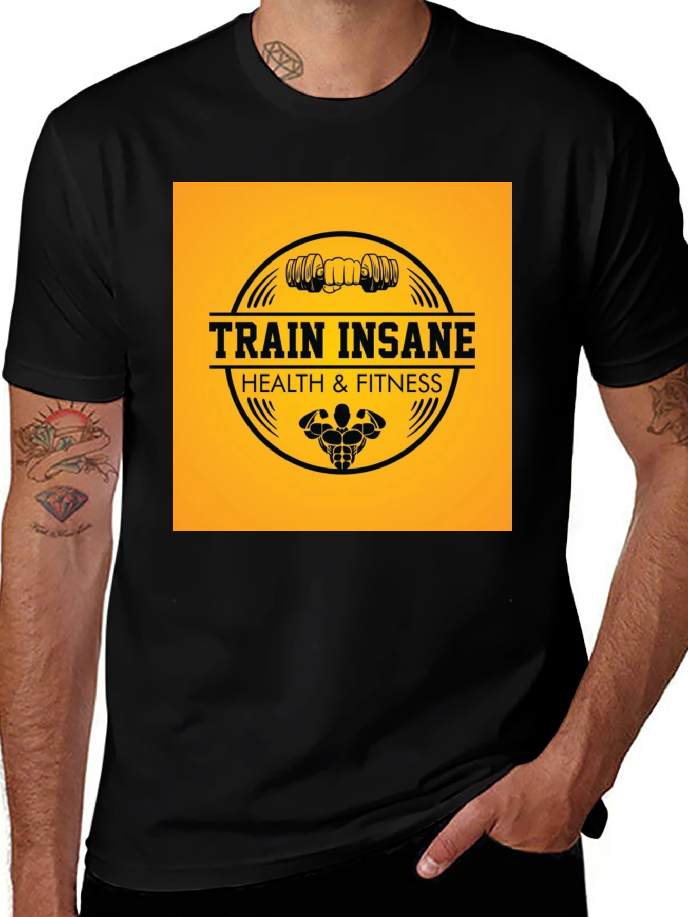 Variant 9 of Train Insane Black Graphic T-Shirt Fitness Gym Wear