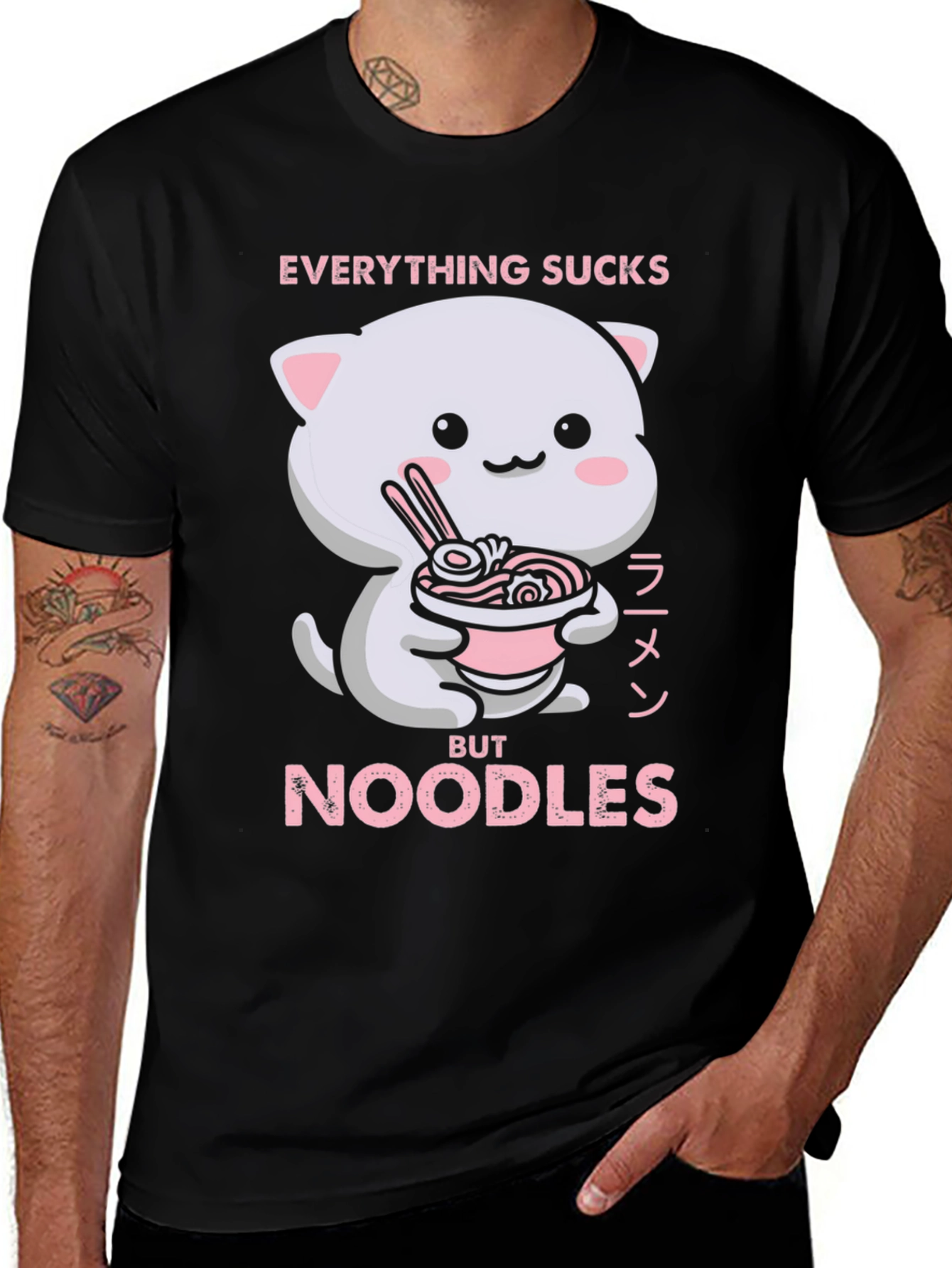 Variant 18 of Everything Sucks But Noodles Black Graphic Tee