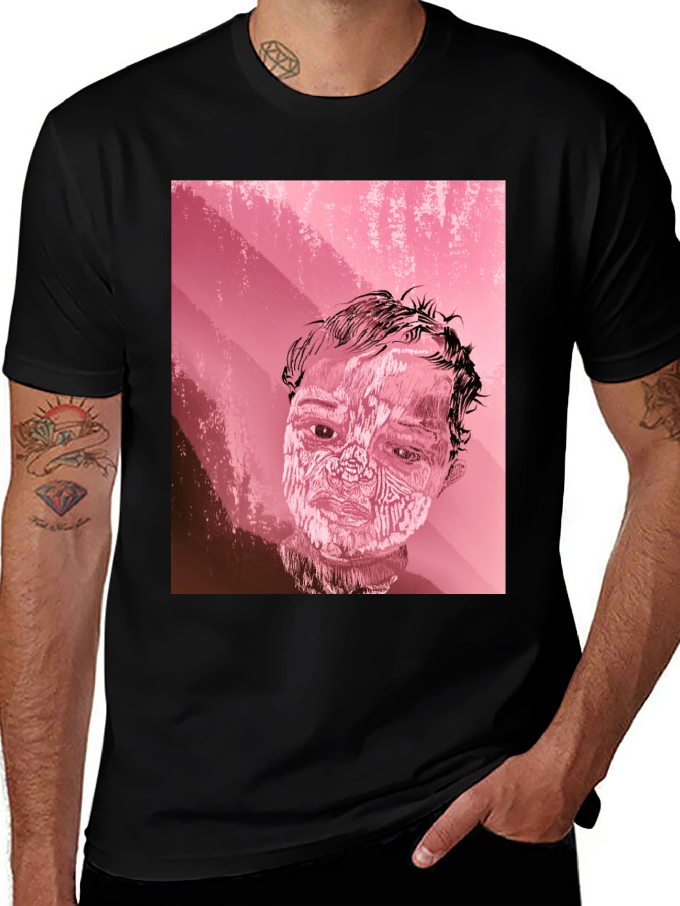 Variant 20 of Abstract Portrait Graphic Tee - Black