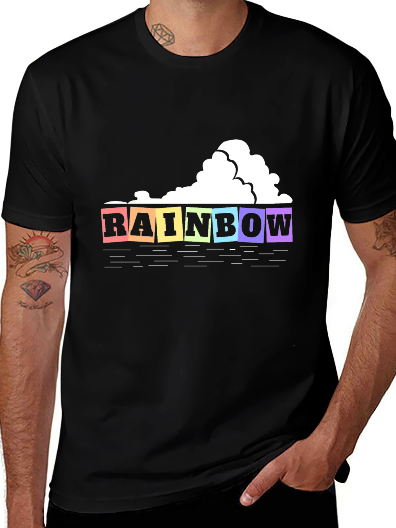 Variant 19 of Rainbow Blocks T-Shirt: Colorful Graphic Tee for Men