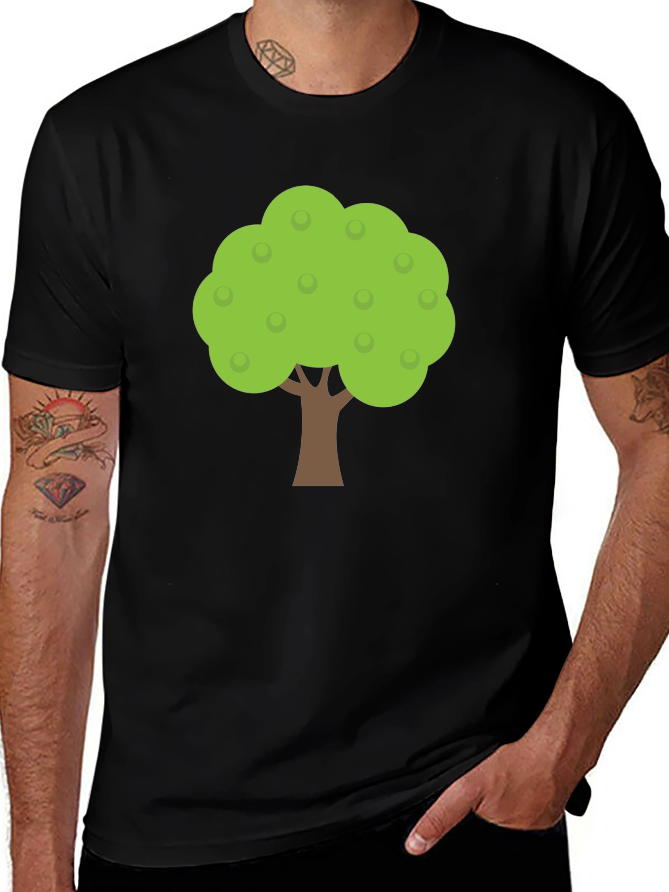 Black Cartoon Tree Graphic Black T-Shirt main image