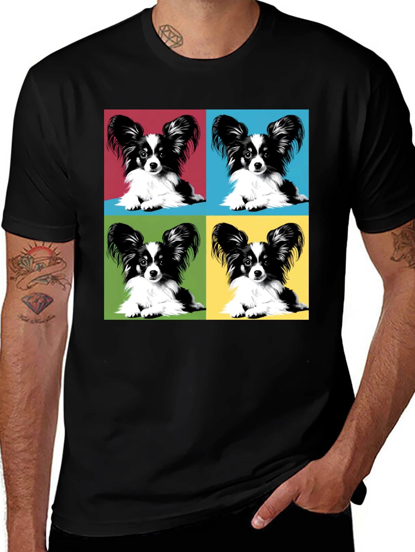 Pop Art Papillon Dog T-Shirt - Unique Pet Lover Gift