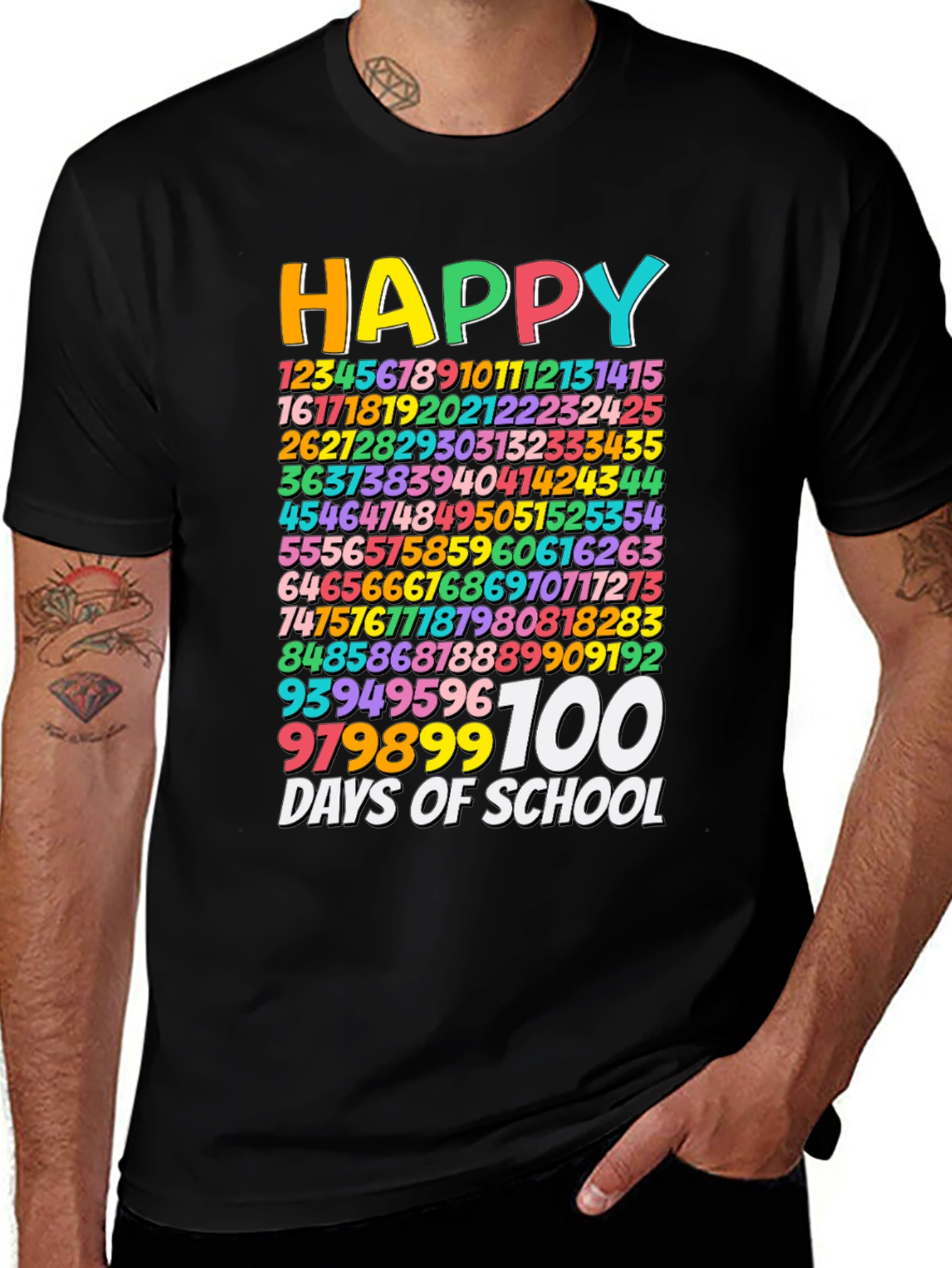 Happy 100 Days of School Black T-Shirt
