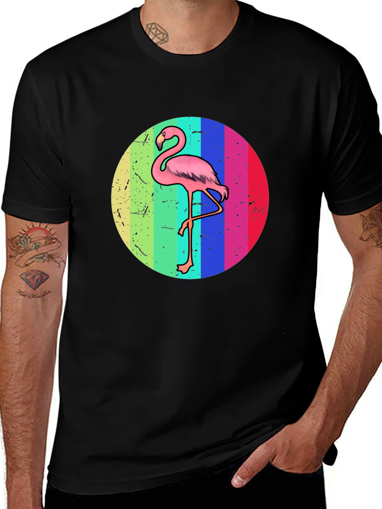 Variant 22 of Retro Flamingo T-Shirt - Black Graphic Tee