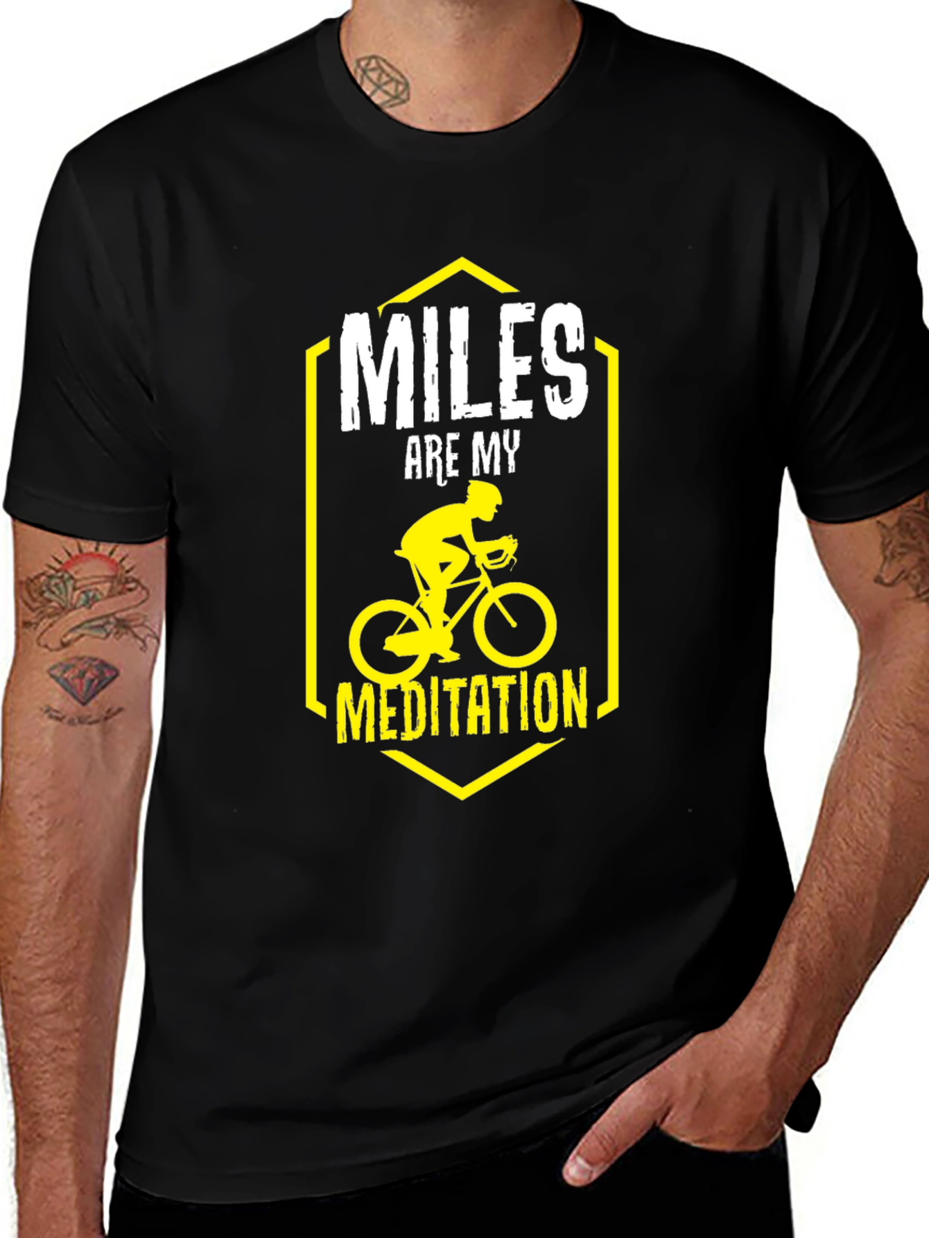 Variant 21 of Miles Are My Meditation T-Shirt Biking Rider