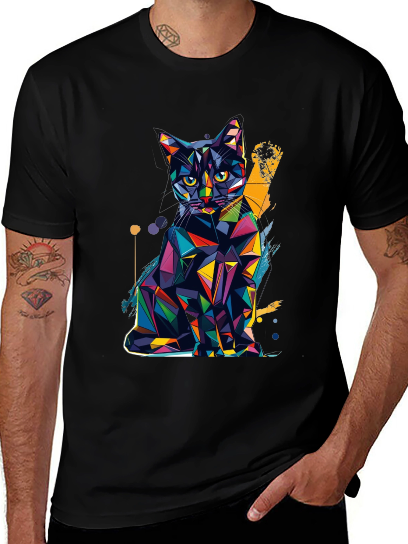 Variant 7 of Geometric Cat T-Shirt - Modern Art Tee