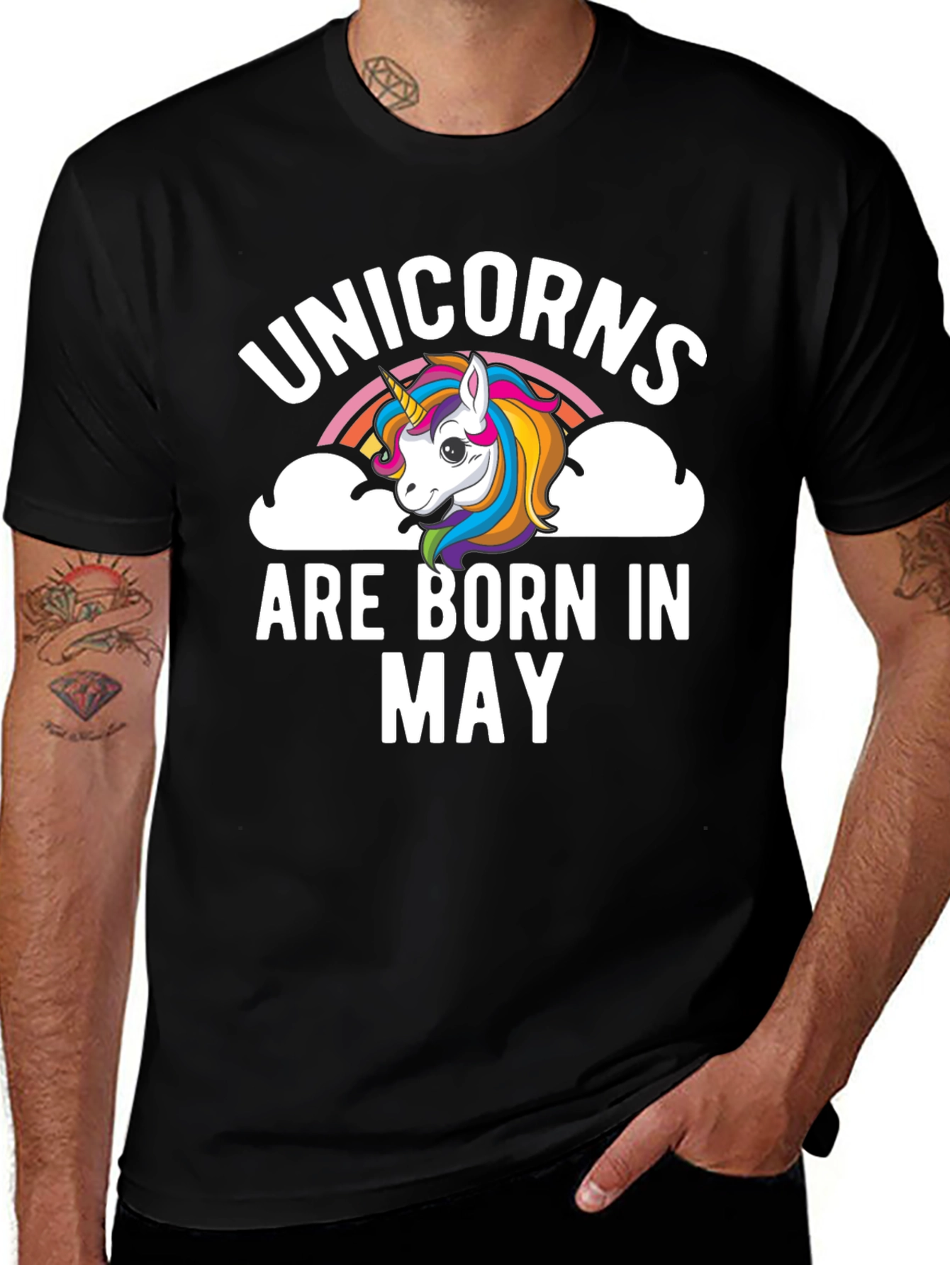 Variant 5 of Unicorns Born in May Black T-Shirt