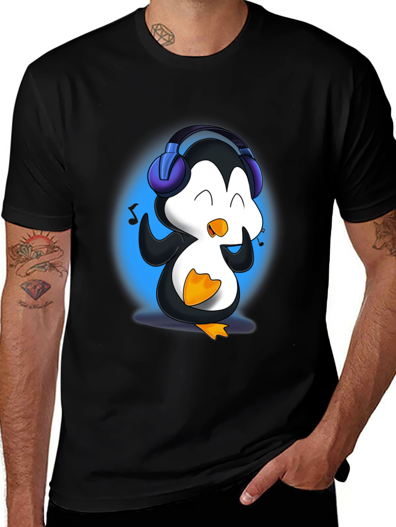 Variant 19 of Cool Penguin Graphic Tee - Black