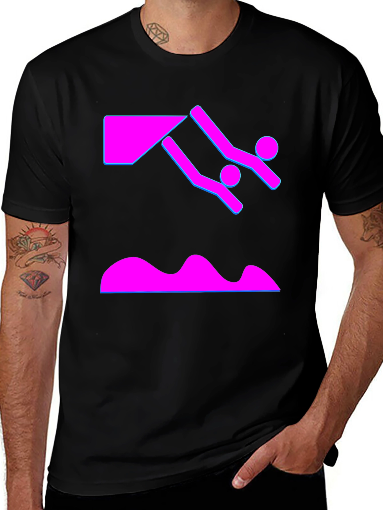 Variant 3 of Neon Dive T-Shirt - Black Graphic Tee