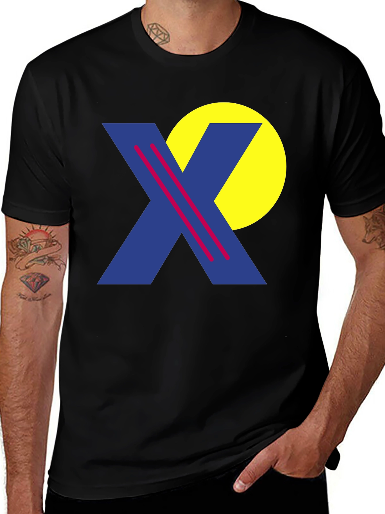 Variant 22 of Retro Graphic Tee - Blue X & Yellow Circle