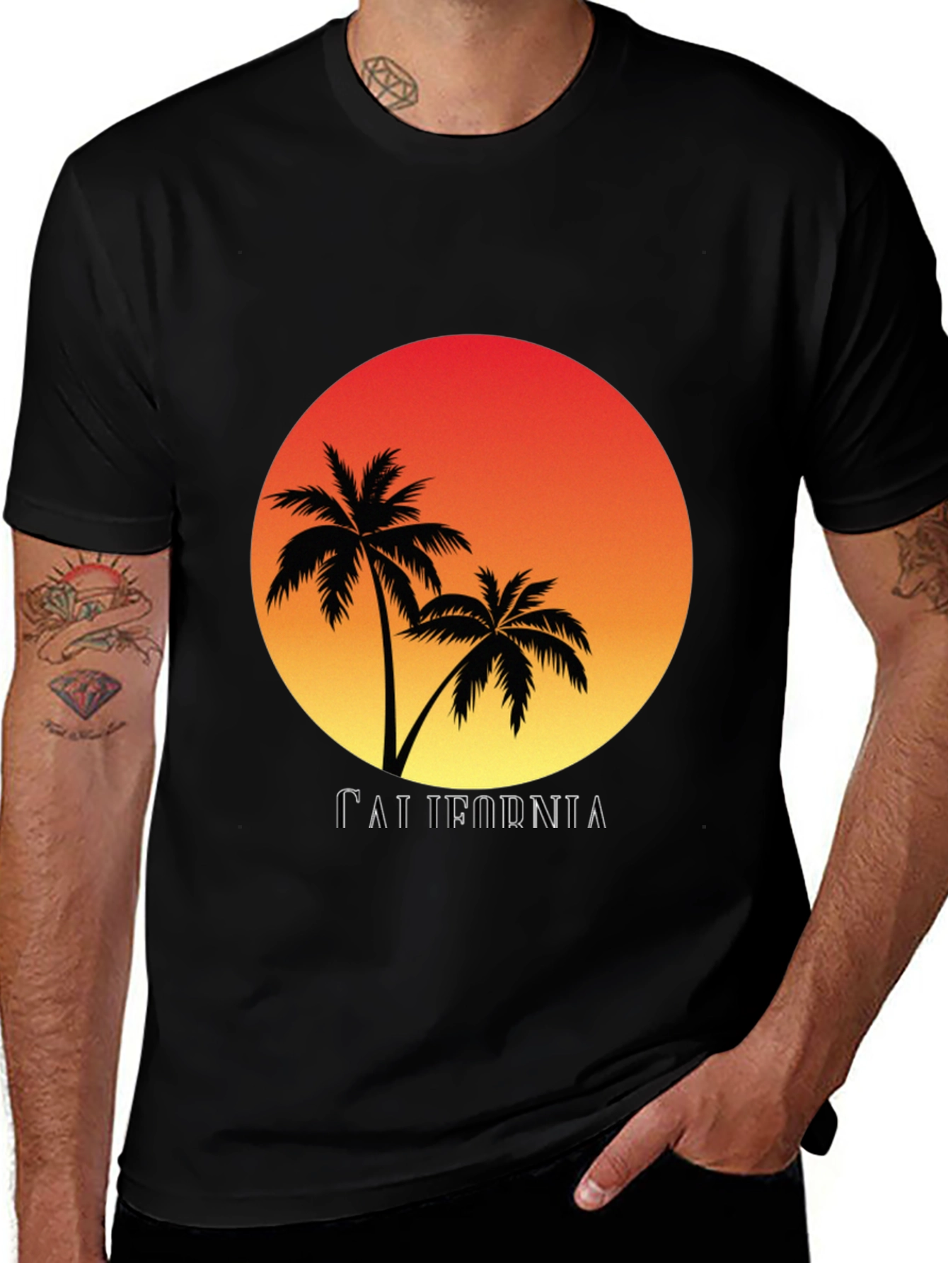 Variant 23 of California Sunset Palm Tree Black T-Shirt