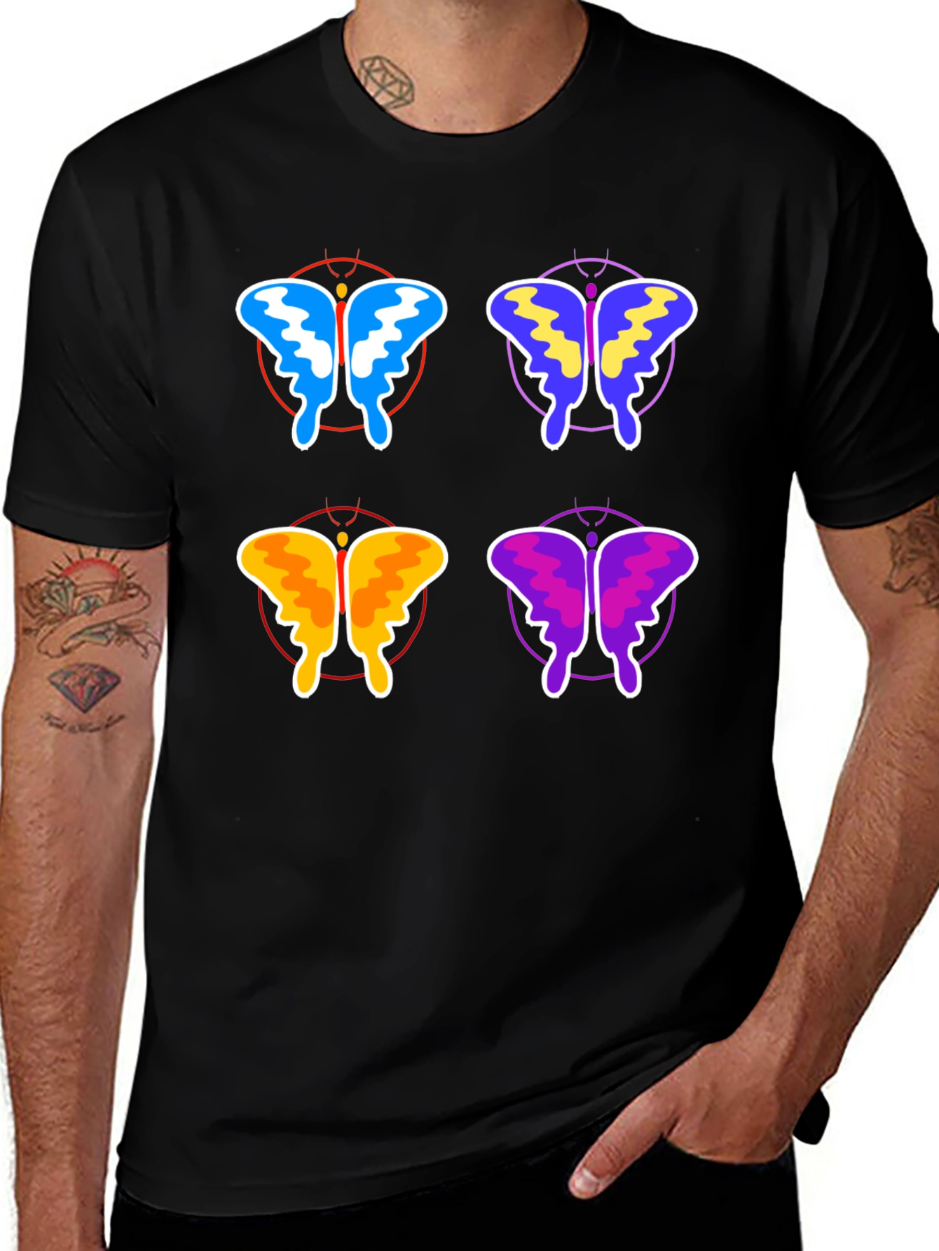 Butterfly Graphic Print Black T-Shirt