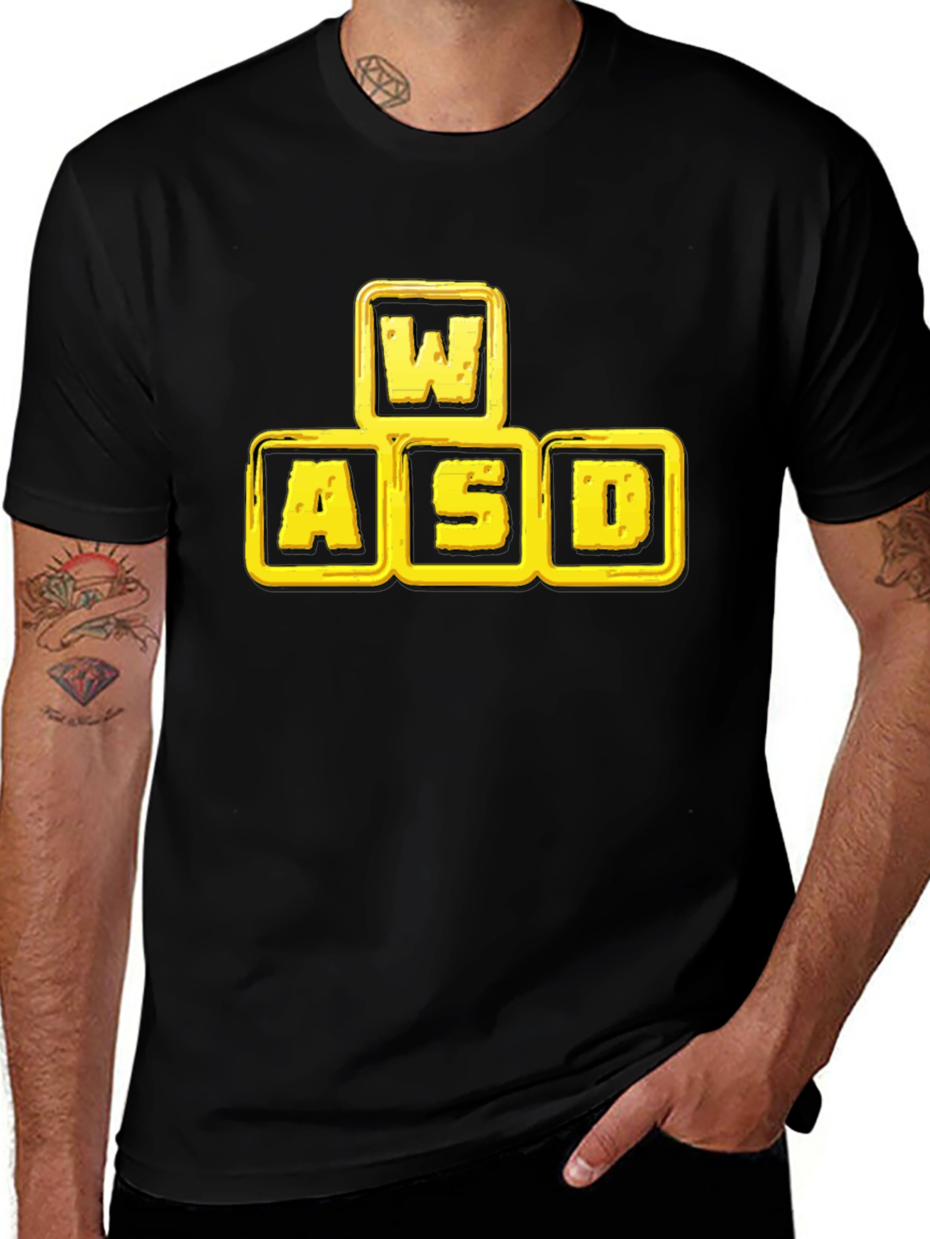 Variant 27 of Gaming T-Shirt - WASD Keys Design, Black Tee