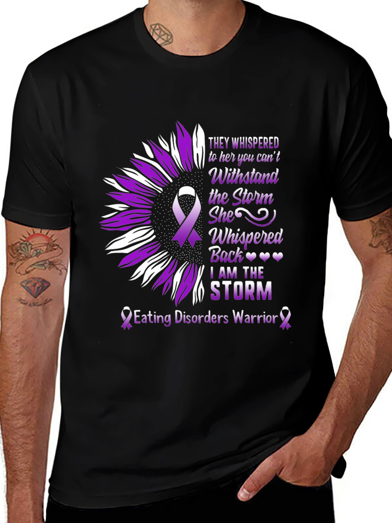Eating Disorder Warrior T-Shirt Sunflower Purple Ribbon